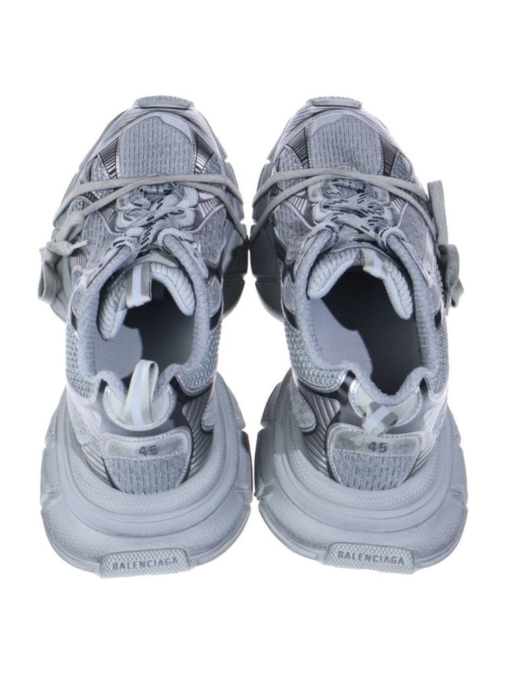 Balenciaga Sneaker Distressed Mesh Lace Up Low Cut Nice Gray White - Picture 4 of 6
